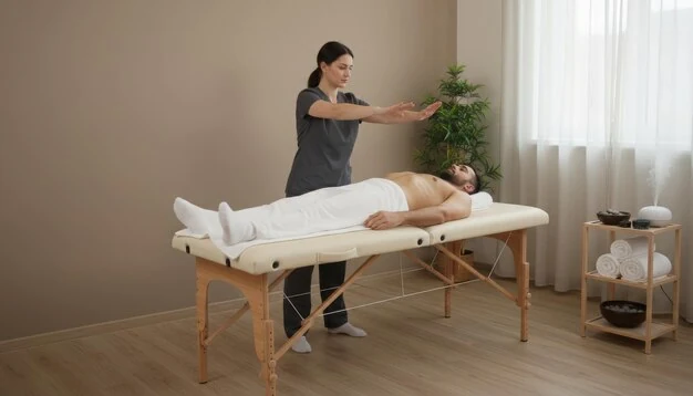 Spor masajı seansında temiz ekipman ve düzenli uygulama alanı