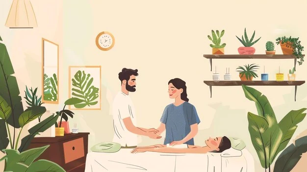 Evde/adrese gelen masaj hizmetinde güvenli ve düzenli seans ortamını anlatan görsel